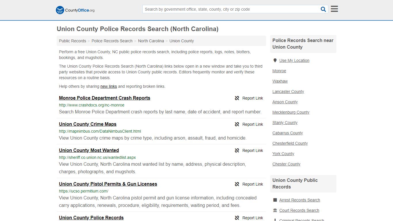 Police Records Search - Union County, NC (Accidents ...