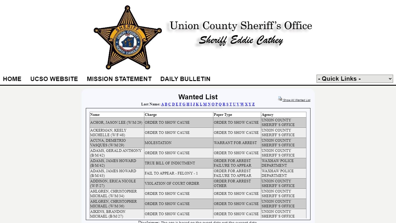 Union County Sheriff Office P2C